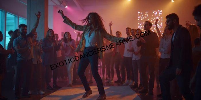 Exotic dancer performing at VIP private event with party guests